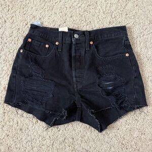 Levi's Black Distressed Jean Shorts